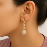 18K Yellow Gold Plated .925 Sterling Silver 1.0 Cttw Diamond Composite Cluster Dangle Chain Earrings (I-J Color, I1-I2 Clarity)