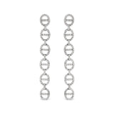 Sterling Silver 1.0 Cttw Diamond Oval Design Dangle Earrings-0 thumbnail 1
