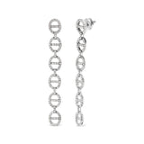 Sterling Silver 1.0 Cttw Diamond Oval Design Dangle Earrings-1 thumbnail 2