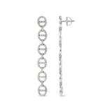 Sterling Silver 1.0 Cttw Diamond Oval Design Dangle Earrings-3 thumbnail 4