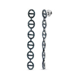 Sterling Silver 1.0 Cttw Blue Diamond Linked Circle Drop Earrings-1 thumbnail 2