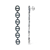 Sterling Silver 1.0 Cttw Blue Diamond Linked Circle Drop Earrings-3 thumbnail 4