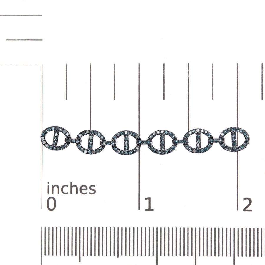 Sterling Silver 1.0 Cttw Blue Diamond Linked Circle Drop Earrings