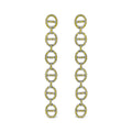 925 sterling silver linked circle drop earrings with yellow diamond stones