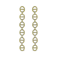 Sterling Silver 1.0 Cttw Yellow Diamond Linked Circle Drop Earrings