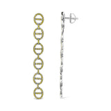 Sterling Silver 1.0 Cttw Yellow Diamond Linked Circle Drop Earrings-3 thumbnail 4