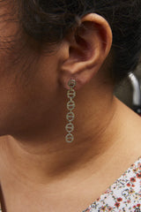 Sterling Silver 1.0 Cttw Yellow Diamond Linked Circle Drop Earrings-2 thumbnail 3