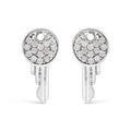 925 sterling silver charm earrings with round diamond stones