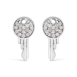 925 Sterling Silver 1/6ct TDW Diamond Charm Earrings-0 thumbnail 1