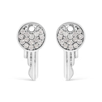 925 Sterling Silver 1/6ct TDW Diamond Charm Earrings