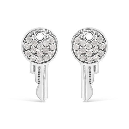 925 Sterling Silver 1/6ct TDW Diamond Charm Earrings