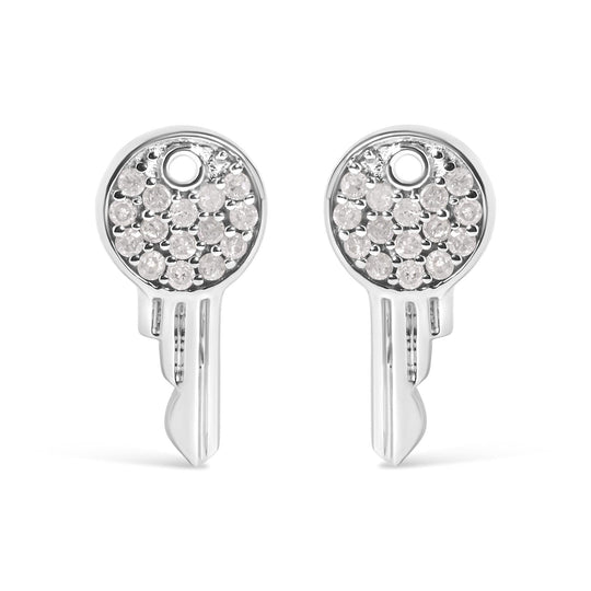 925 Sterling Silver 1/6ct TDW Diamond Charm Earrings-0