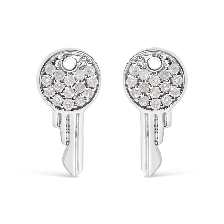 925 Sterling Silver 1/6ct TDW Diamond Charm Earrings