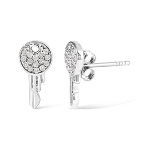 925 Sterling Silver 1/6ct TDW Diamond Charm Earrings-1