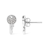 925 Sterling Silver 1/6ct TDW Diamond Charm Earrings
