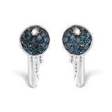 Sterling Silver 1/6 Cttw Blue Diamond Key Motif Stud Earrings-0 thumbnail 1