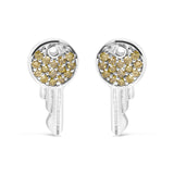 925 Sterling Silver 1/6ct TDW  Yellow Treated  Diamond Charm Earrings-0 thumbnail 1