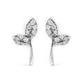 925 Sterling Silver 1/16ct TDW Diamond Leaf Earrings-0