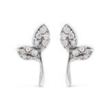 925 Sterling Silver 1/16ct TDW Diamond Leaf Earrings-0 thumbnail 1