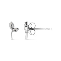 925 Sterling Silver 1/16ct TDW Diamond Leaf Earrings