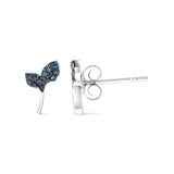 Sterling Silver Blue Treated Diamond Accent Leaf Stud Earrings-3 thumbnail 4
