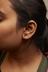 Sterling Silver Blue Treated Diamond Accent Leaf Stud Earrings-2 thumbnail 3