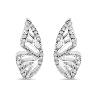.925 Sterling Silver 1/6ct TDW Diamond Butterfly Earrings