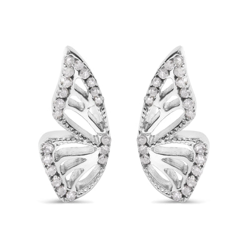 .925 Sterling Silver 1/6ct TDW Diamond Butterfly Earrings