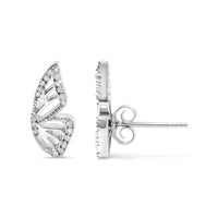 .925 Sterling Silver 1/6ct TDW Diamond Butterfly Earrings