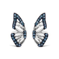 Sterling Silver 1/6 Cttw Blue Treated Diamond Butterfly Stud Earrings-0
