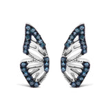 Sterling Silver 1/6 Cttw Blue Treated Diamond Butterfly Stud Earrings-0 thumbnail 1