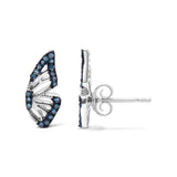 Sterling Silver 1/6 Cttw Blue Treated Diamond Butterfly Stud Earrings-3 thumbnail 4