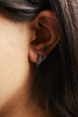 Sterling Silver 1/6 Cttw Blue Treated Diamond Butterfly Stud Earrings-2 thumbnail 3