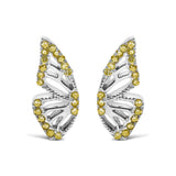 925 Sterling Silver 1/6ct TDW  Yellow Treated Diamond Butterfly Earrings-0 thumbnail 1