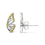 925 Sterling Silver 1/6ct TDW  Yellow Treated Diamond Butterfly Earrings-3 thumbnail 4