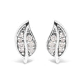 .925 Sterling Silver Diamond Accent Leaf Stud Earrings-0