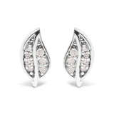 .925 Sterling Silver Diamond Accent Leaf Stud Earrings-0 thumbnail 1