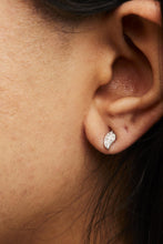 .925 Sterling Silver Diamond Accent Leaf Stud Earrings-2