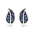.925 Sterling Silver Blue Diamond Accent Leaf Stud Earrings-0