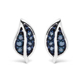 .925 Sterling Silver Blue Diamond Accent Leaf Stud Earrings-0 thumbnail 1