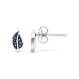 .925 Sterling Silver Blue Diamond Accent Leaf Stud Earrings-3 thumbnail 4