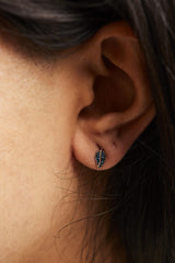 .925 Sterling Silver Blue Diamond Accent Leaf Stud Earrings-2 thumbnail 3
