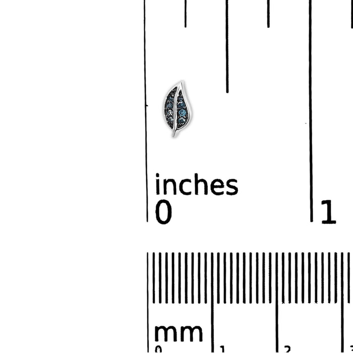 .925 Sterling Silver Blue Diamond Accent Leaf Stud Earrings