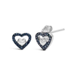 925 Sterling Silver 1/6 Cttw Diamond Open Double Heart Stud Earrings - Choice of Diamond Color-4 thumbnail 5