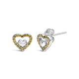 925 Sterling Silver 1/6 Cttw Diamond Open Double Heart Stud Earrings - Choice of Diamond Color-3 thumbnail 4