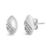 925 Sterling Silver 1/6 Cttw Diamond and Mirror Polish Pear Shape Stud Earrings (I-J Color, I2-I3 Clarity)-1 thumbnail 2