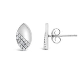 925 Sterling Silver 1/6 Cttw Diamond and Mirror Polish Pear Shape Stud Earrings (I-J Color, I2-I3 Clarity)-3 thumbnail 4