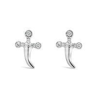 .925 Sterling Silver Diamond Accent Knife Earrings (H-I Color, I2-I3 Clarity)