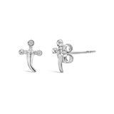 .925 Sterling Silver Diamond Accent Knife Earrings (H-I Color, I2-I3 Clarity)-1 thumbnail 2