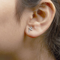 .925 Sterling Silver Diamond Accent Knife Earrings (H-I Color, I2-I3 Clarity)